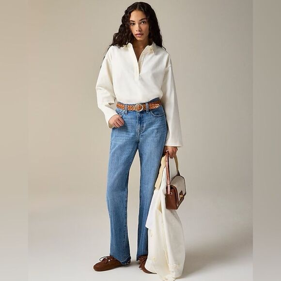 NWT J CREW Mariner jersey long-sleeve polo T-shirt in Ivory - Picture 2 of 7